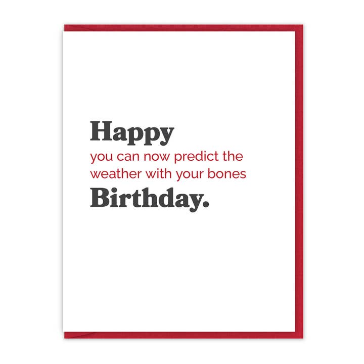 You can predict the weather with your bones | Birthday card for wholesale by Spacepig Press