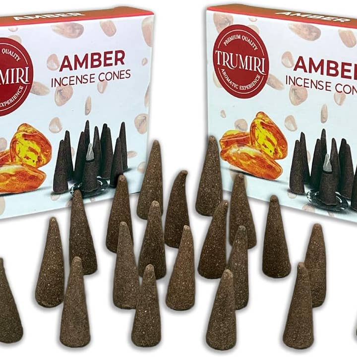 Amber Incense Cones - 20 Count (Pack of 2) for wholesale by TRUMIRI Incense Candles & Aromatherapy