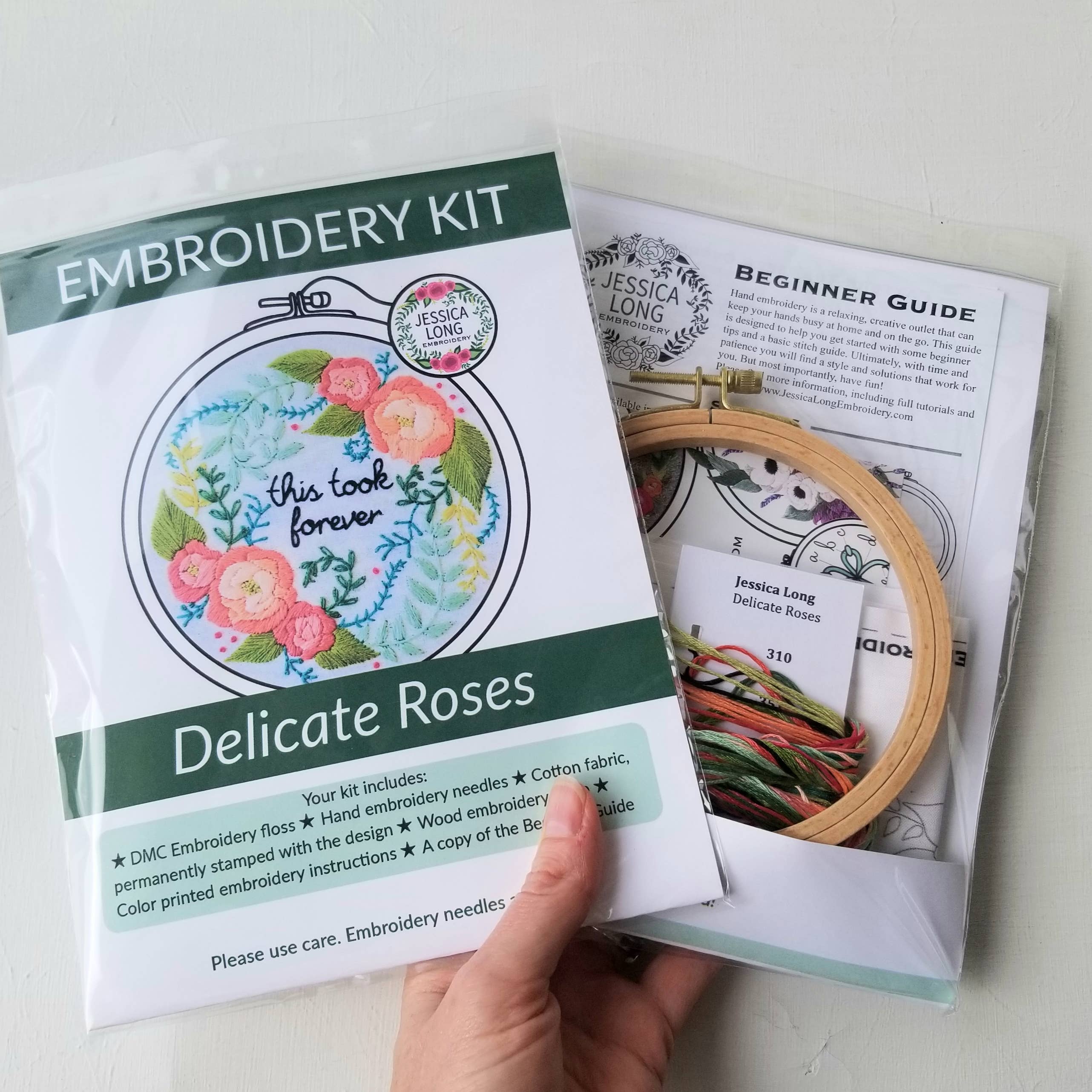 Jessica Long Embroidery - Wholesale Embroidery/Cross Stitch Supplies - Delicate Roses Beginner Embroidery Kit3