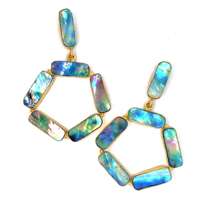 Boucles d'oreilles Neena (coquille d'ormeau) Statement pour la vente par Gemajesty Jewellery