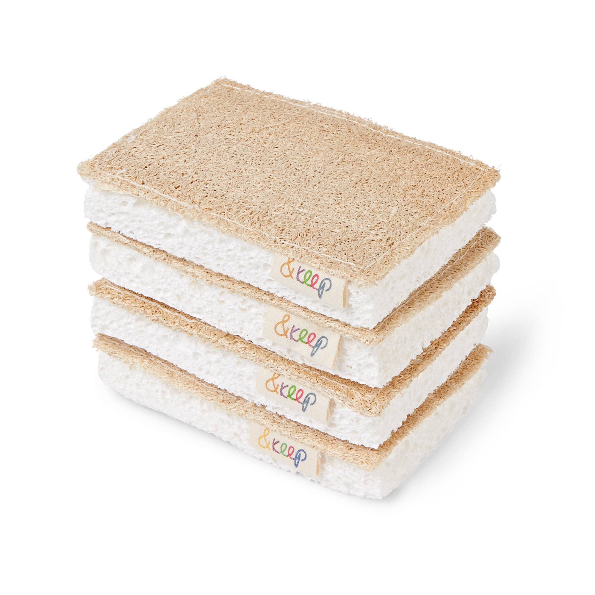 &Keep - Venta al por mayor Esponjas de limpieza - Paquete de 4 esponjas y estropajos de lufa &Keep para cocina1