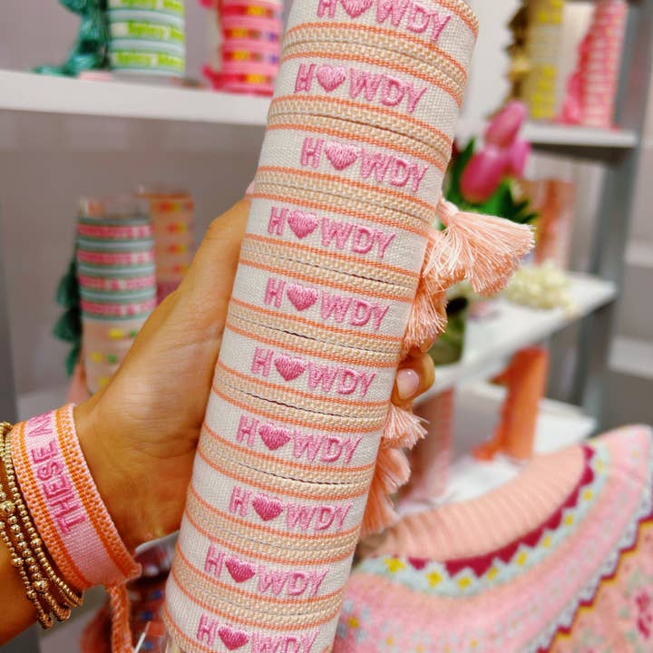 Howdy - Adjustable Embroidered Tassel Bracelet for wholesale by The Kenzie Collective