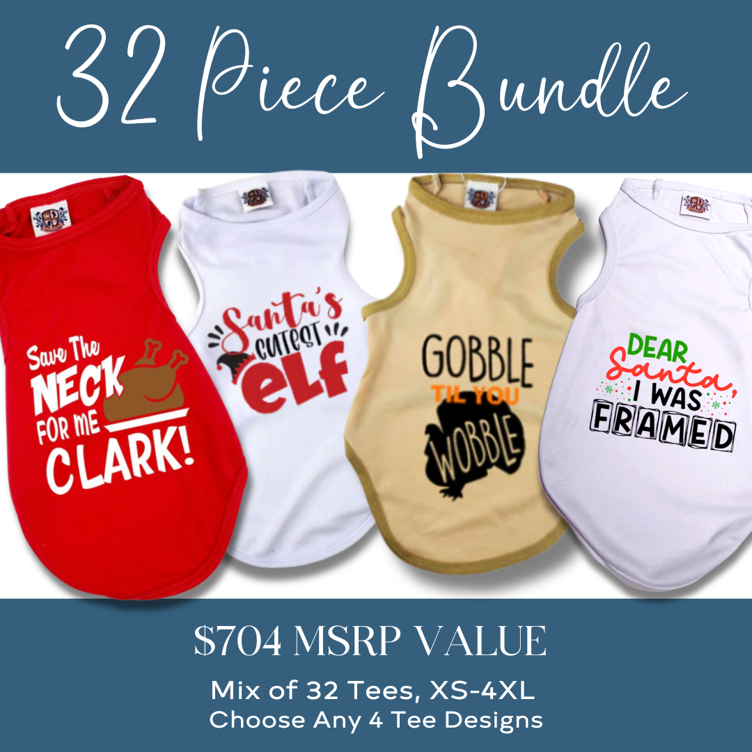House of FurBaby - Wholesale Pet Costume - Cat/Dog - Pet Holiday Tee & Bandana Bundles-24 Pieces $204, $528 MSRP 1