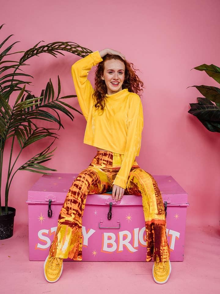 Velvet Batwing Top in Yellow for wholesale by Megan Crook Textiles