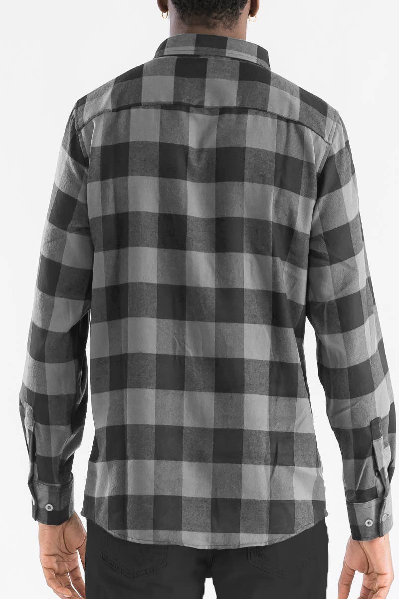 WEIV - Wholesale Button Down Shirt - Men's - FL111 Checkered Long Sleeve Flannel Button Down Shirt2