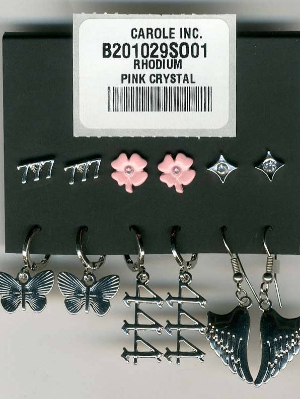6pc Earring Set with Angel Numbers for wholesale by Carole Inc.