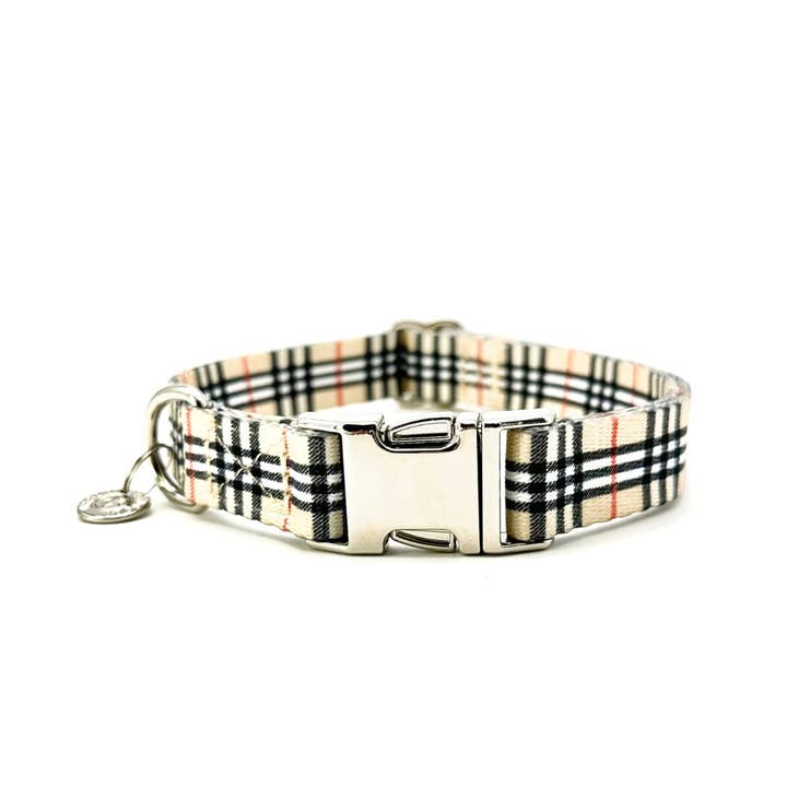 Hondenhalsband - Beige Plaid voor wholesale door Urban Dog Stars