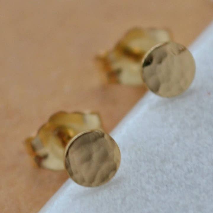 Petite Speckle Stud Earrings - minimalist dappled circle post earrings handmade for wholesale by Foamy Wader