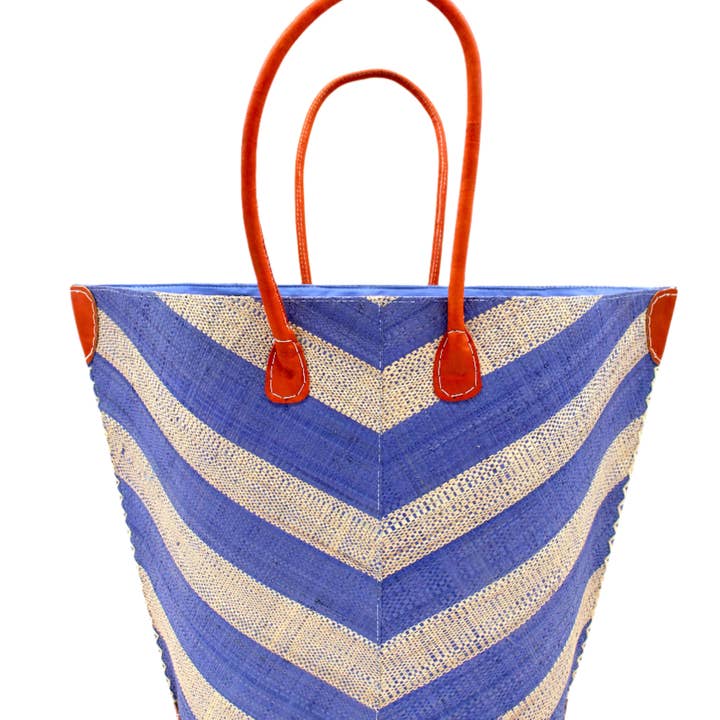 Shebobo - Wholesale Shoulder Bag - Unisex - Santa Cruz Wide Stripe Chevron Large Straw Tote Bag