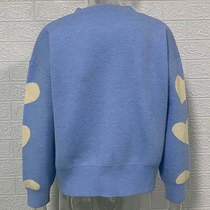 Sweetkama - Wholesale Cardigan – Women’s - Ladies Round Neck Heart Botton Open Cardigan 23684