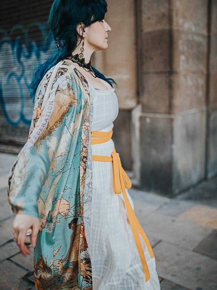 Costurero Real – wholesale Kimono - Dam – Karta viktoriansk Vintage Robe Satin Cardigan boho kimono jacka