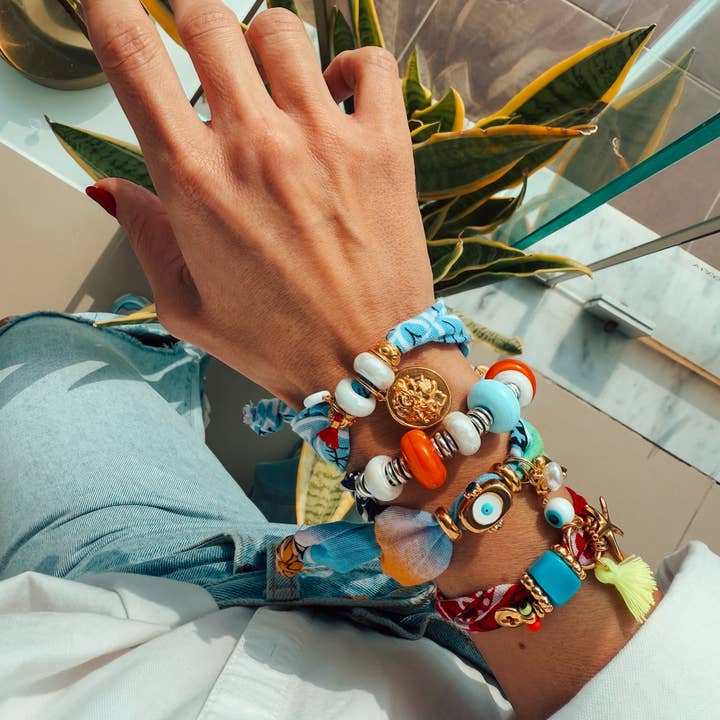 Goupi - Venta al por mayor Pulsera de cuentas - Pulseras de bandana de verano con dijes dorados y plateados3