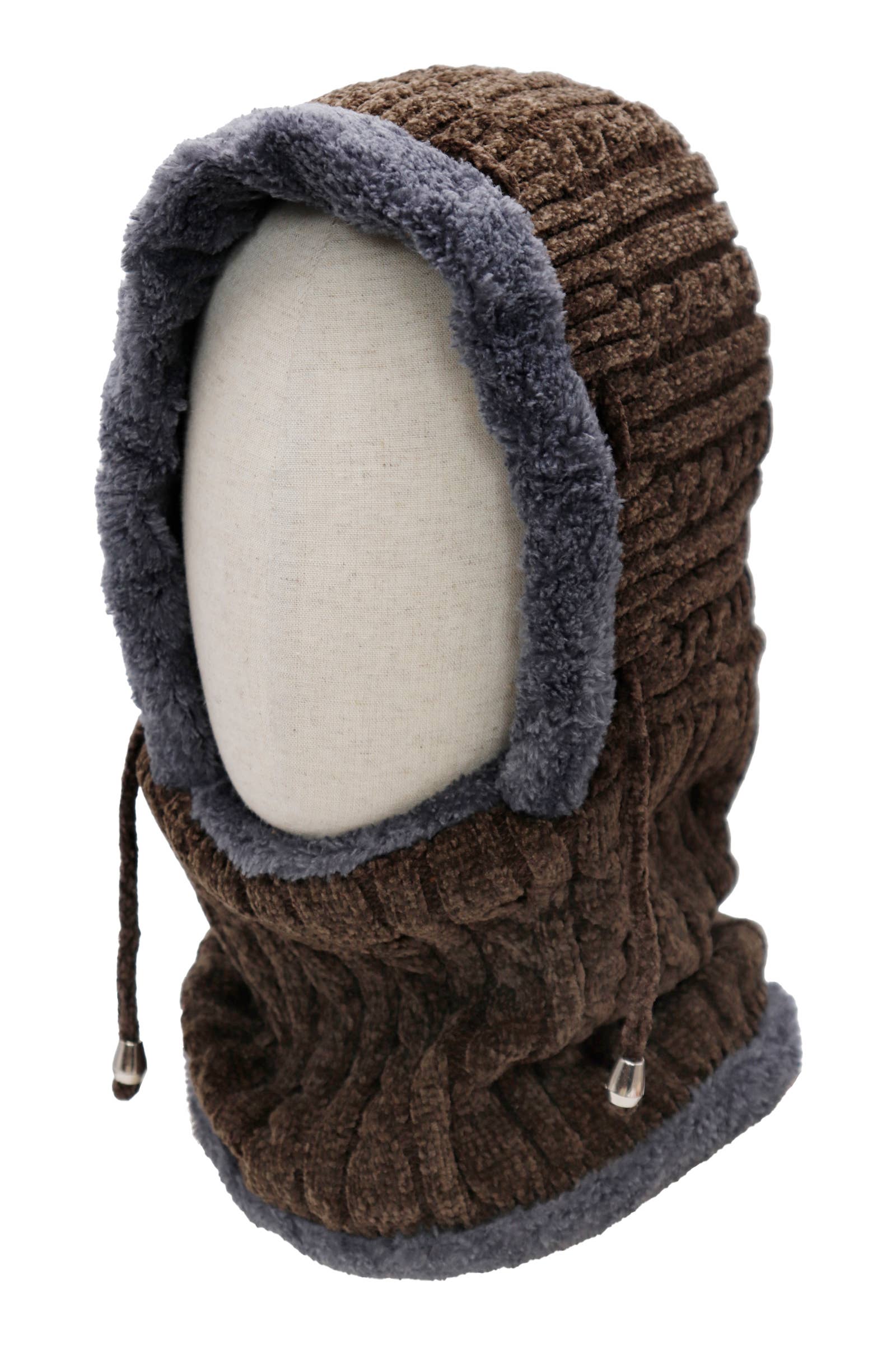 Cap Zone - Wholesale Balaclava - Women's - Velvety Chenille Knitted Sherpa Fleece Balaclava9