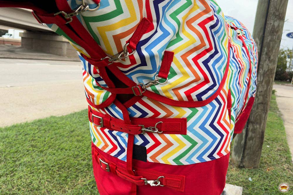HILASON - Vente Équipement d’équitation - HILASON 1200D Hiver Imperméable Poly Couvre-cou de Cheval Tournant Couverture de Cou Enveloppement de Ventre Arc-en-ciel Zigzag | Couvertures pour Chevaux3