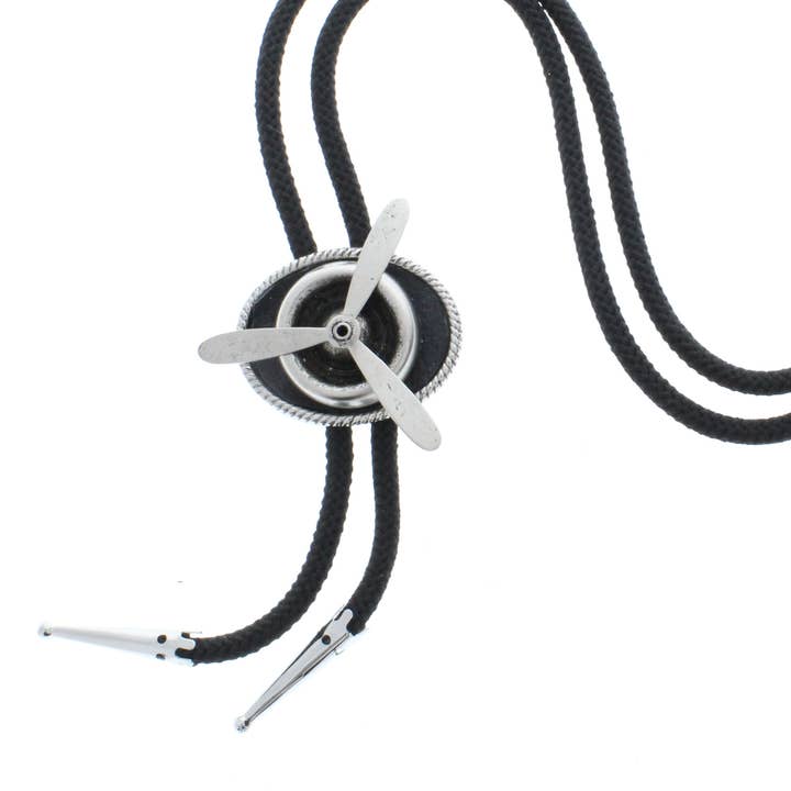 HHH Designs - Vente Colliers à pendentif - Collier Airplane Bolo, Engine, cordon noir, embouts argentés