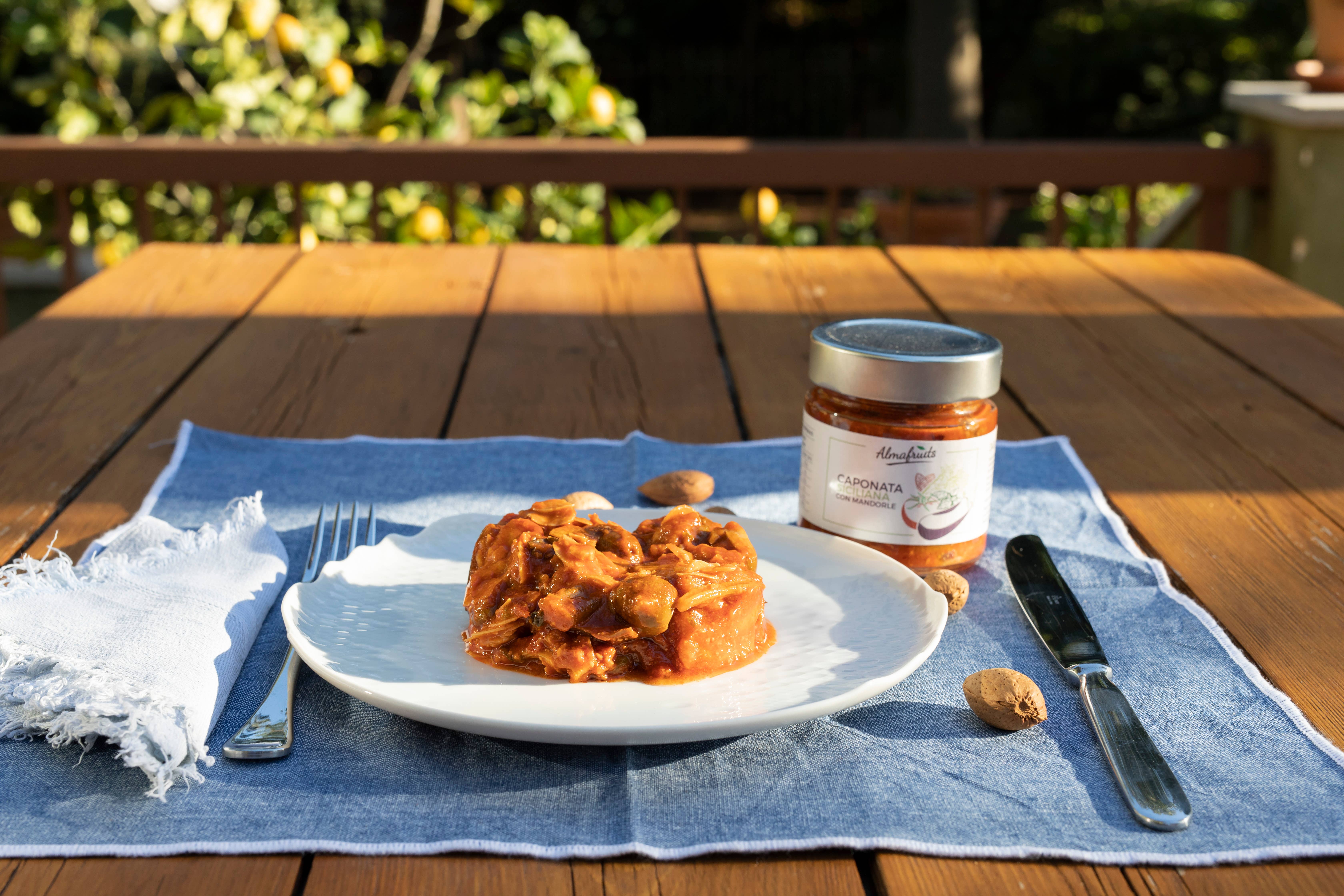 almasicily - Wholesale Sauce - Sicilian Aubergine Caponata With Almonds Vase 240g3