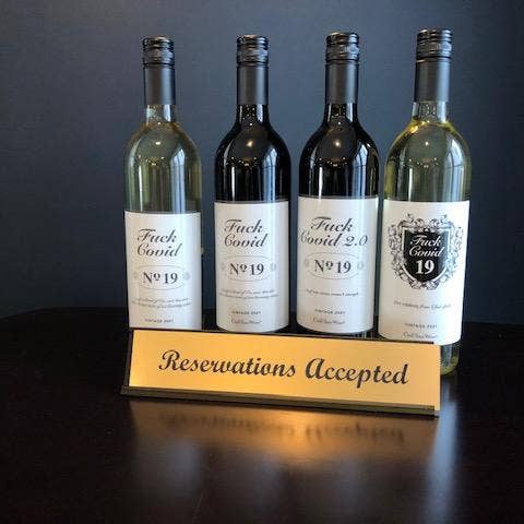 Class With Sass Party Decor - Wholesale Gift Tag Label - Crest - "Fuck Covid". Funny Wine Labels!2