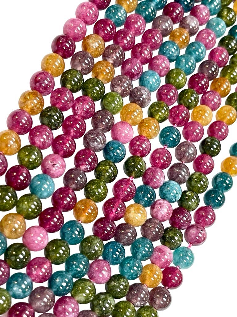 TRIVENI USA INC - Wholesale Beads - 8mm Tourmaline Quartz Gemstone Round Beads Strands 4