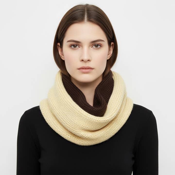 Sensibling Corp. - Wholesale Scarf - Women's - Two Tone Chunky Knit Infinity Scarf