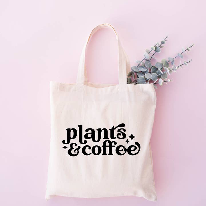 Plants & Coffee Tote Bag, Coffee Totes, Plant Gifts for wholesale by The Vinyl Rose