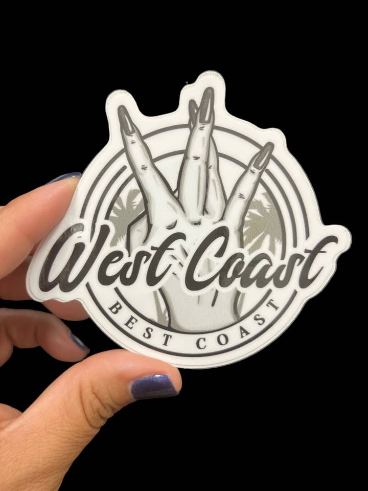 West Coast Best Coast Vinyl Sticker (w/ Nails) for wholesale by I Will Cut You Creations