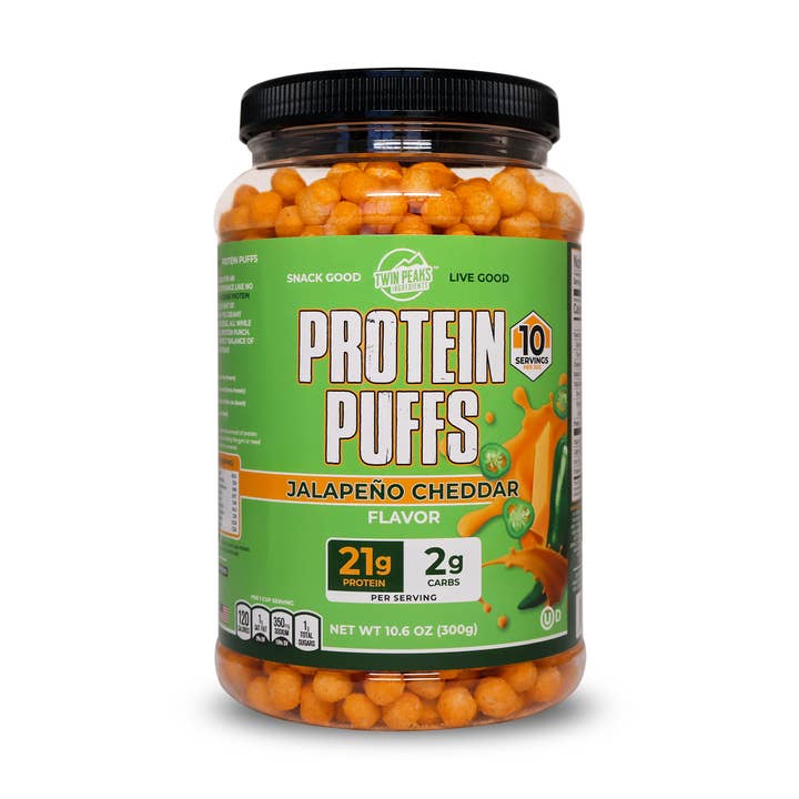 Protein Puffs - Jalapeño Cheddar 10.6 oz (300g) for wholesale by Twin Peaks Ingredients