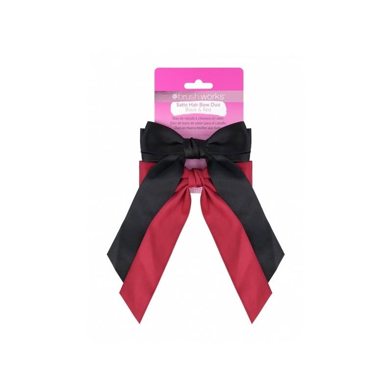 Beauty Pro - Wholesale Hair Bow - Women's - Brushworks Satin Hair Bow Duo Red and Black0