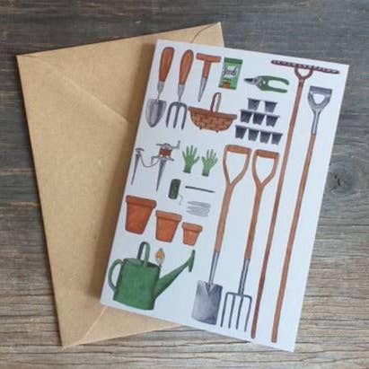 The Gardener or Allotment owner's greeting card for wholesale by Alice Draws The Line