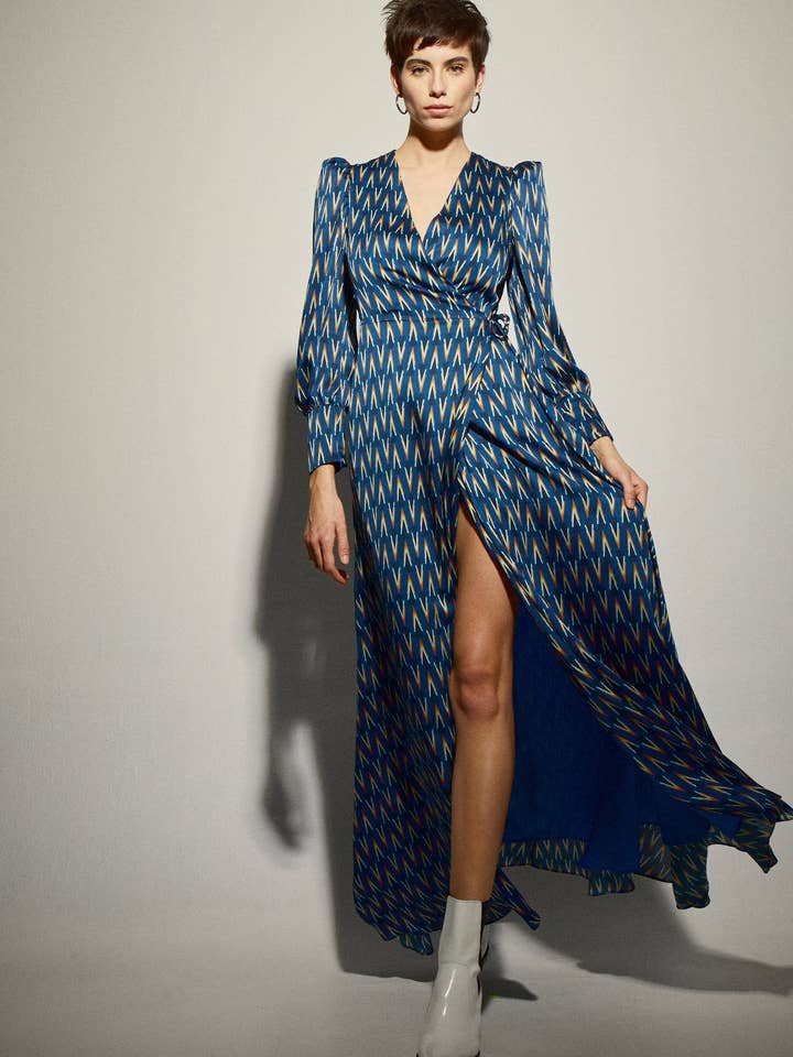 Pyramids Print Lang kjole for engroshandel hos Dolores Promesas