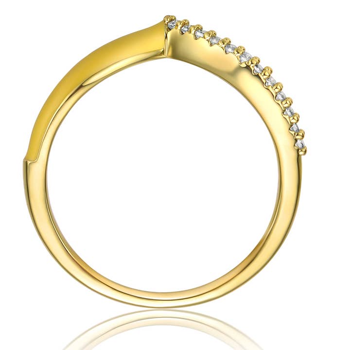 Young Adults/Teens 14k Yellow Gold Plated Yellow Enamel 'V' shaped stackable ring for wholesale by Genevive