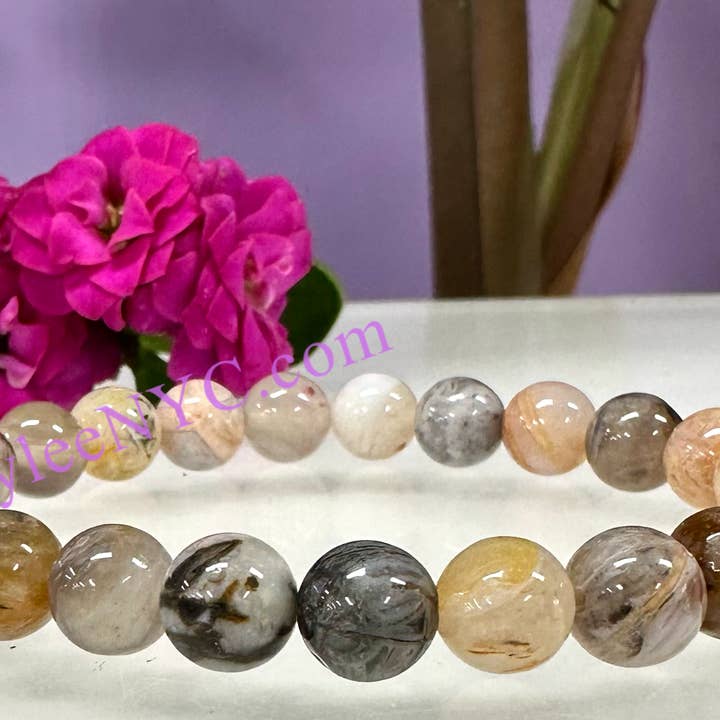 KayleeNYC - Wholesale Beaded Bracelet - 8mm Natural Bamboo Agate 7.5” Stretch Bracelet3