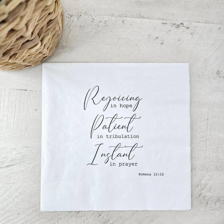 Pearls of Parchment - Wholesale Disposable Napkin - Rejoicing In Hope Paper Napkins | 20 ct Scripture Napkins