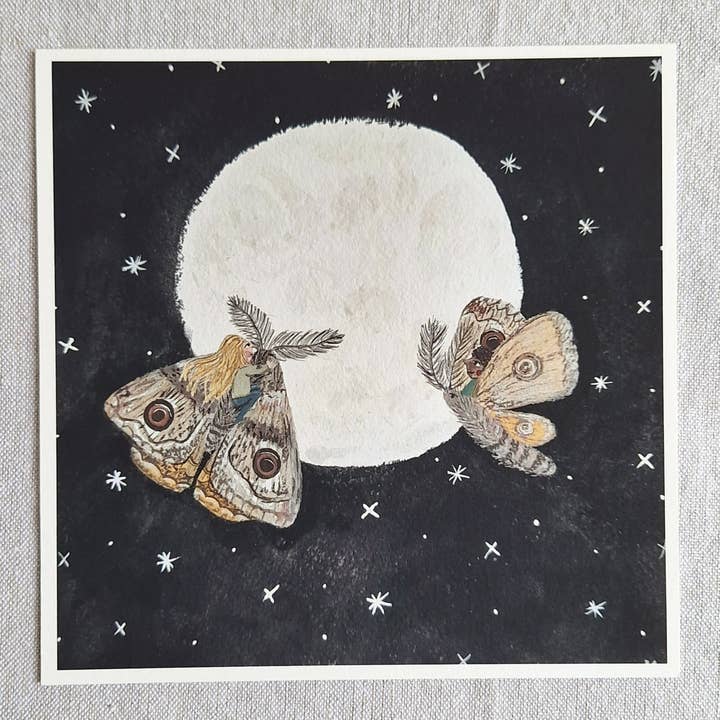 Moths in the moonlight 7x7 Art Print for wholesale by LYDIAMAE