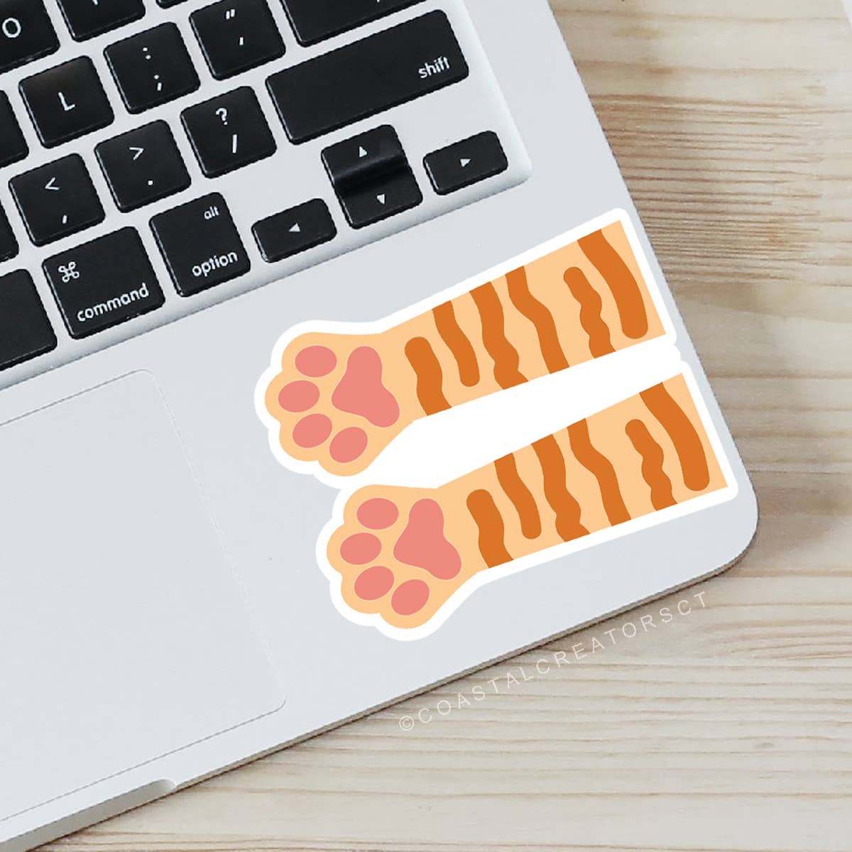 Coastal Creators of Connecticut - Wholesale Sticker - Orange Striped Cat Paws "Toe Beans" Laptop Sticker1