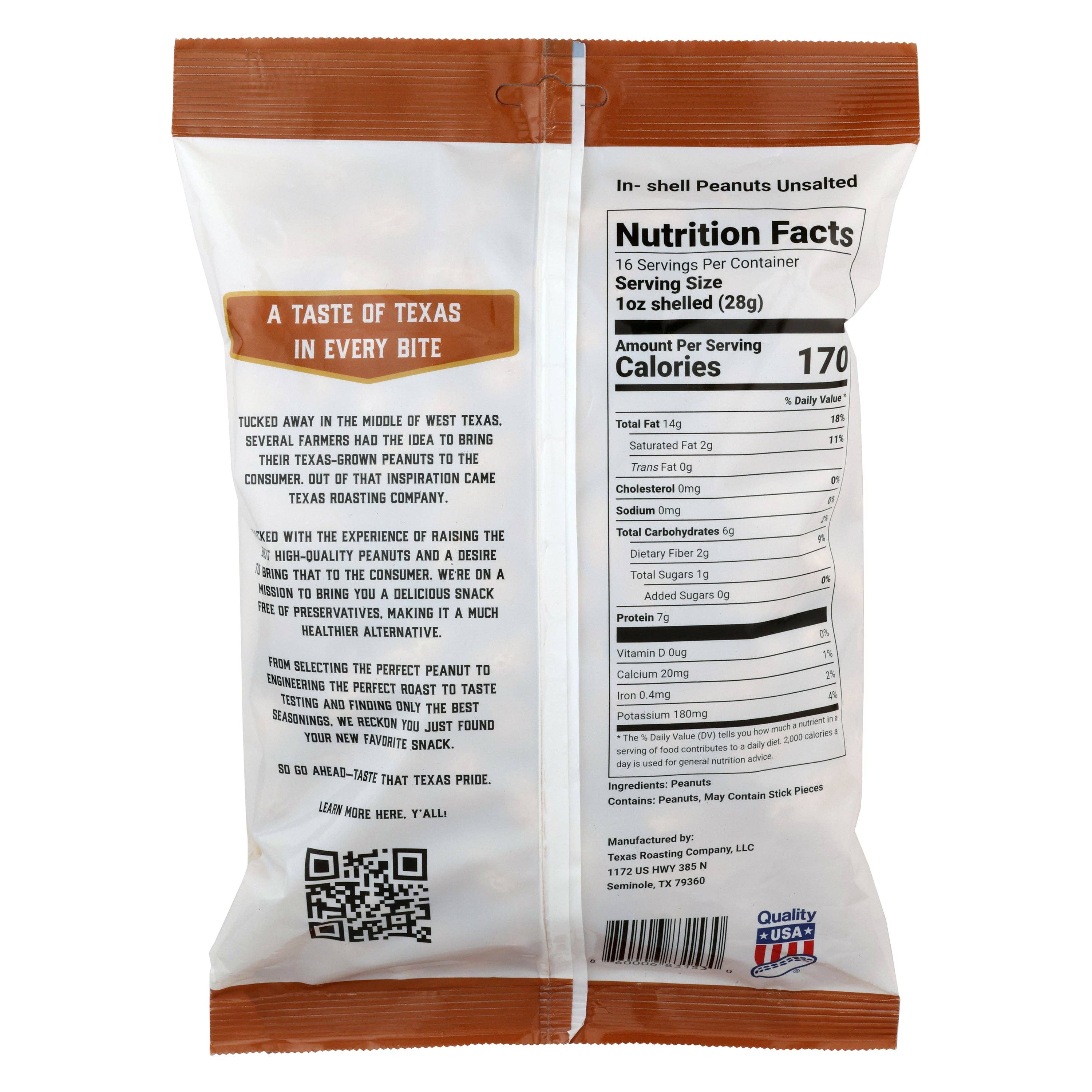 Texas Roasting Company - Vente Noix - Arachides non salées en coque 16oz (Caisse de 12)1