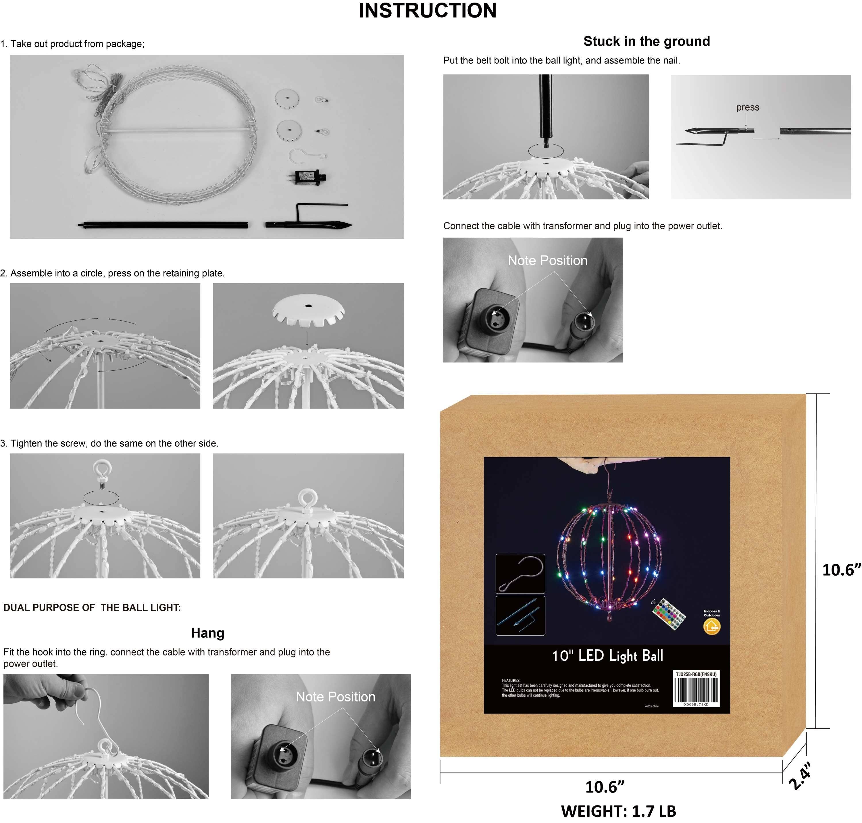 LIGHTSHARE - Wholesale Outdoor/Lawn Light - LED Ball Light, Warm White, Various Sizes and Finishes13