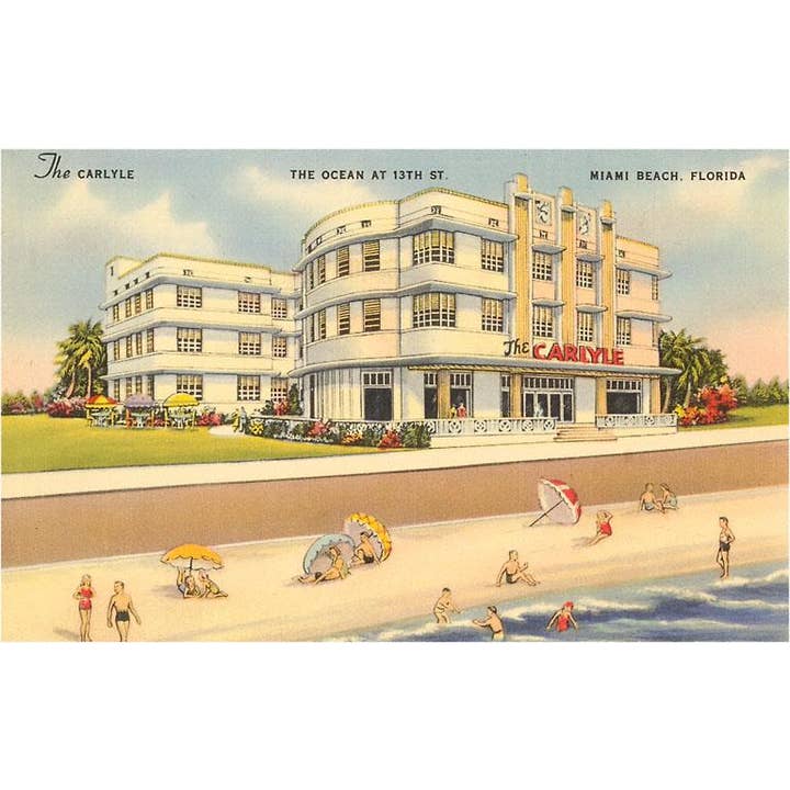 Cartolina FL-809 Carlyle Hotel, Miami Beach, Florida per la vendita all'ingrosso da parte di Found Image Press