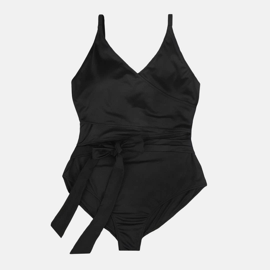 Rock Club - Wholesale One Piece Swimsuit - Women's - Plus Size Waist Wrap Tie One Piece0