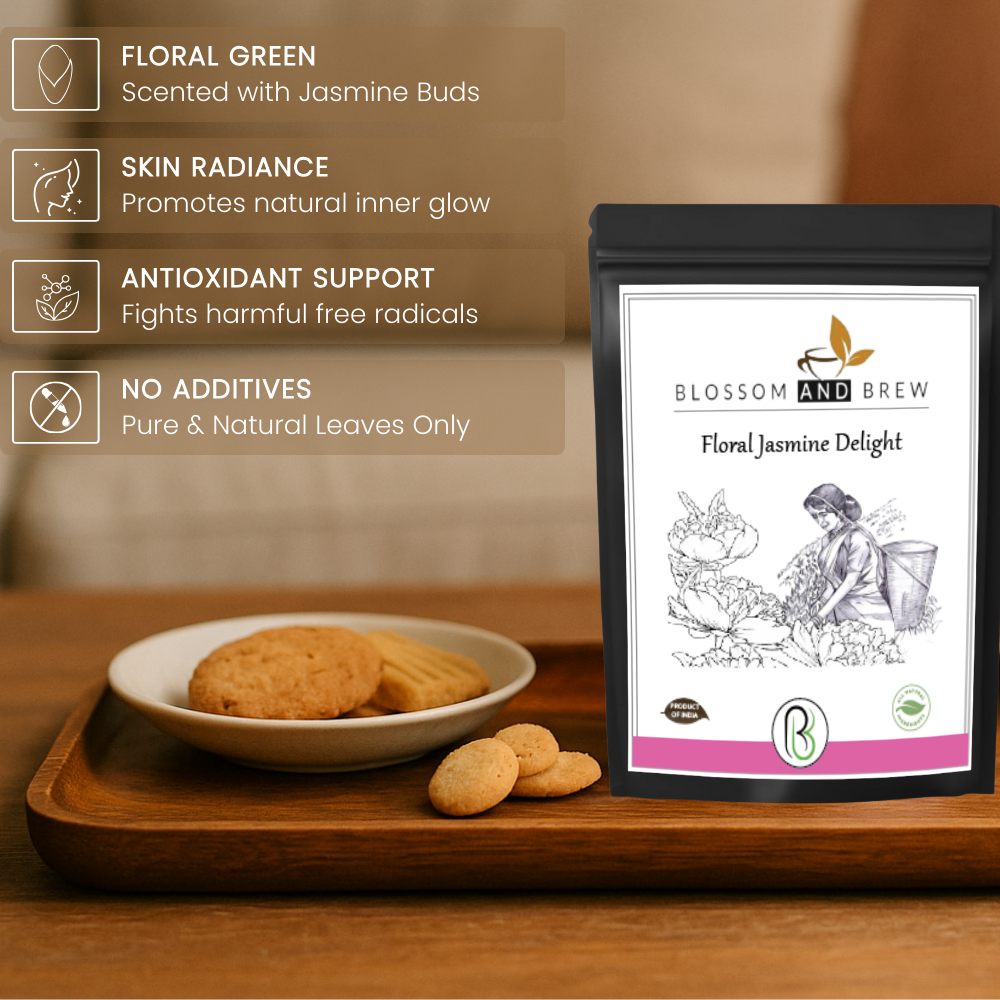 Blossom & Brew – wholesale Loose tea – Jasmine Green Tea- Floral Delight, Fragrant & Soothing3