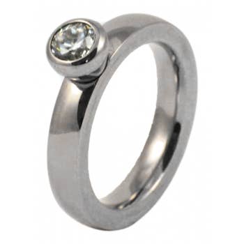 bague intérieure 4 mm 1 zircone cubique 7 mm acier pour la vente par Style Republic - Carsten Maletz
