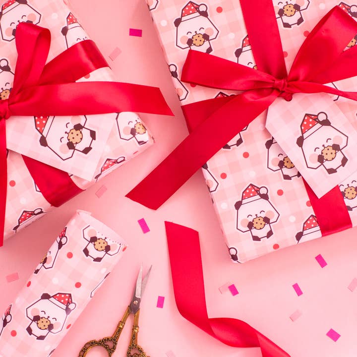Christmas Origami Panda Wrapping Paper Set for wholesale by Dottie's Paper Co.