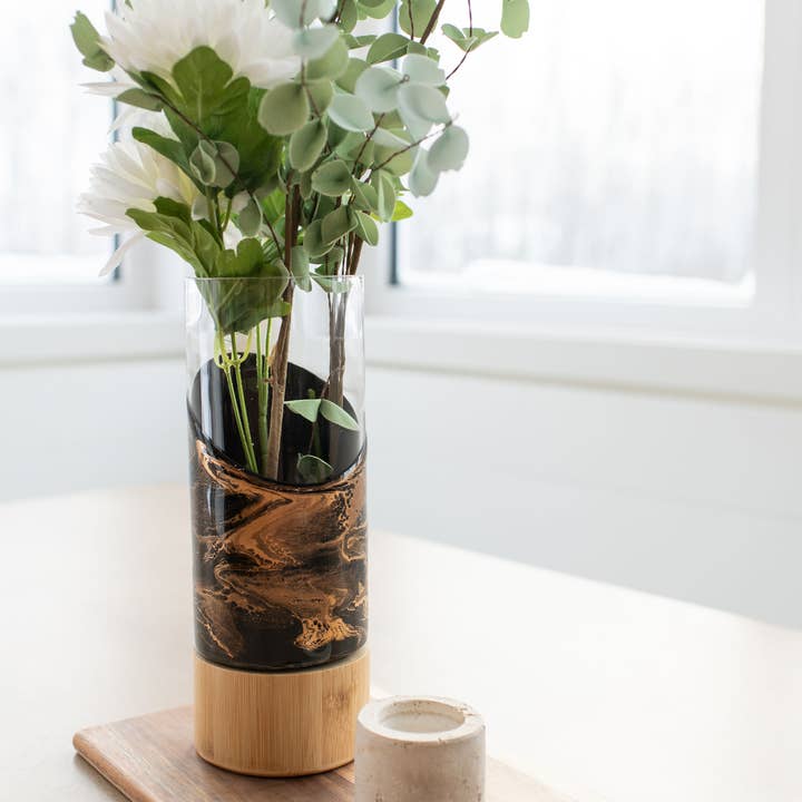 Lynn & Liana Designs - Wholesale Vase - NEW!!! Resin Accented Vase with Bamboo Base (NO TARIFFS)38