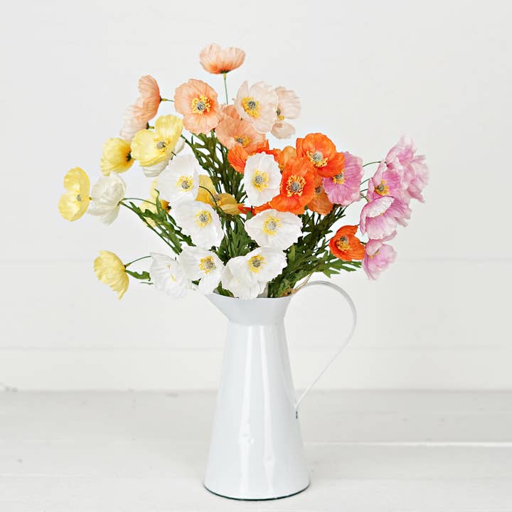 Holiday Depot Inc. - Wholesale Artificial Flowers - 35351- 16inL Wrinkle Poppy Bush-Peach-