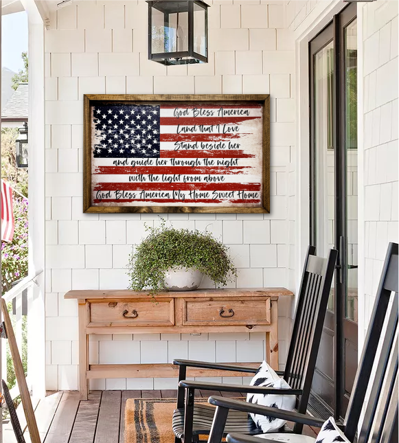 Jarmz Designs - Wholesale Sign - TIMBERLAND FRAME GOD BLESS AMERICAN GRUNGE FLAG1