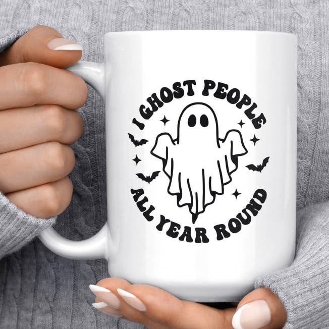 I Ghost People All Year Round Halloween Mug for wholesale by Melody Press Co.