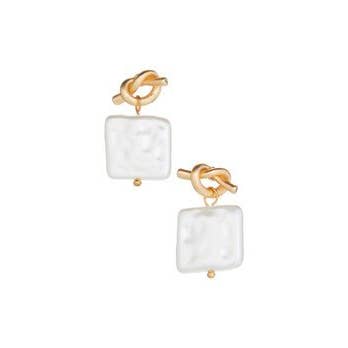 Gold Knotty Pearl Earrings for wholesale by Laurent Scott Collection