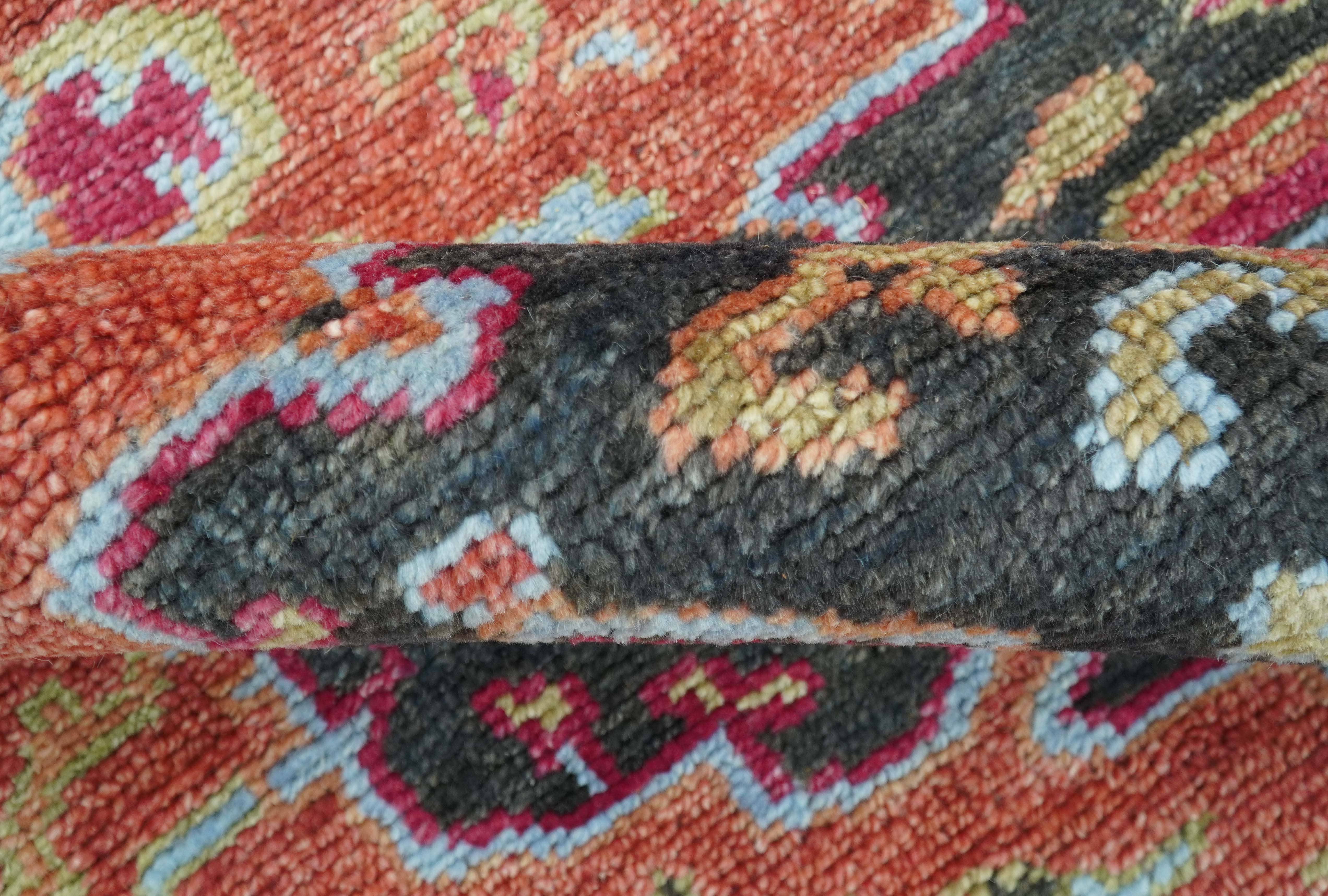 The Rug Decor, Inc. – Engroshandel Løst tæppe – Skræddersyet traditionelt design med centrale medaljoner i rust og sort håndknyttet uldtæppe8