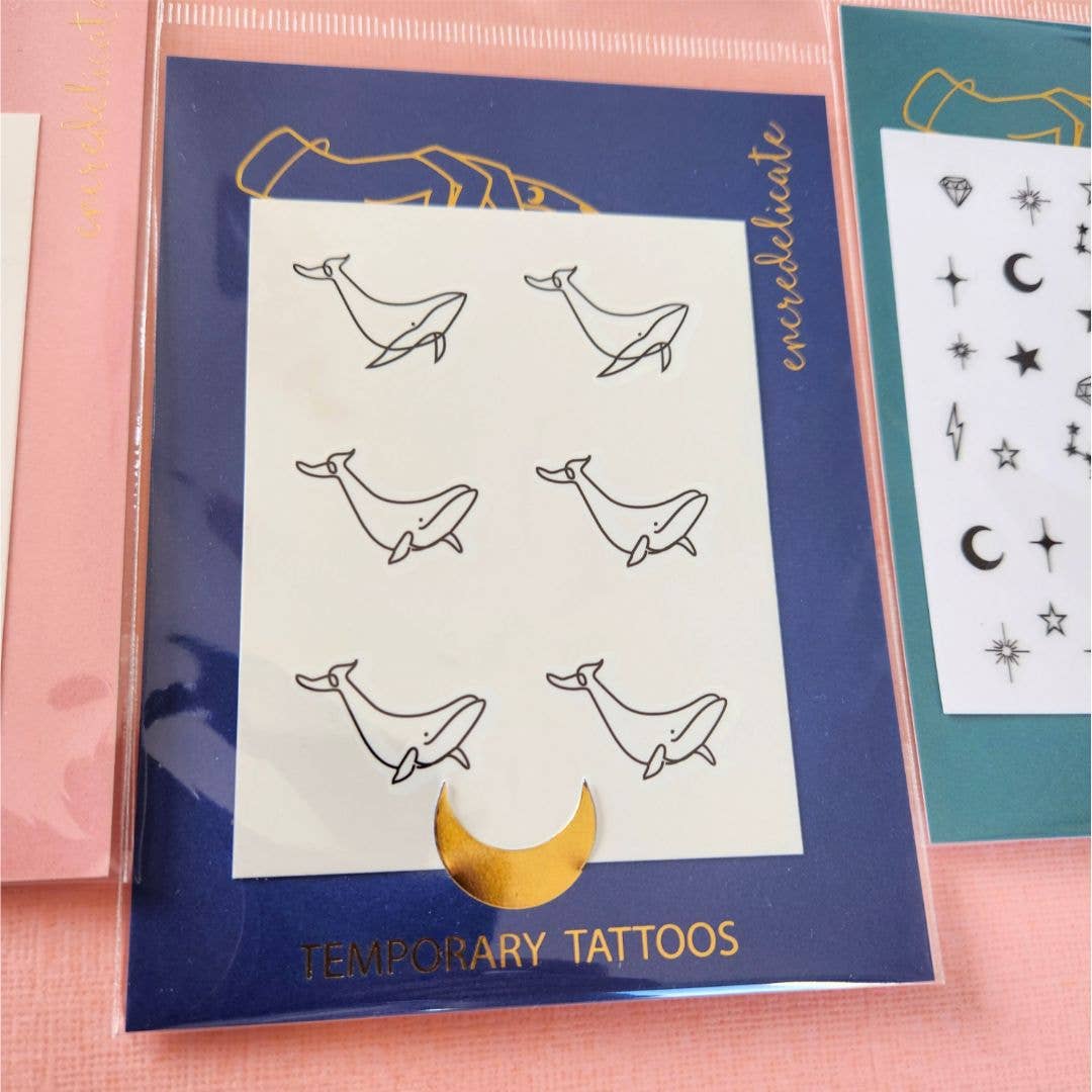 encredelicate – wholesale Tillfällig tatuering – Minimalistiska tillfälliga val-tatueringar (set om 6)1