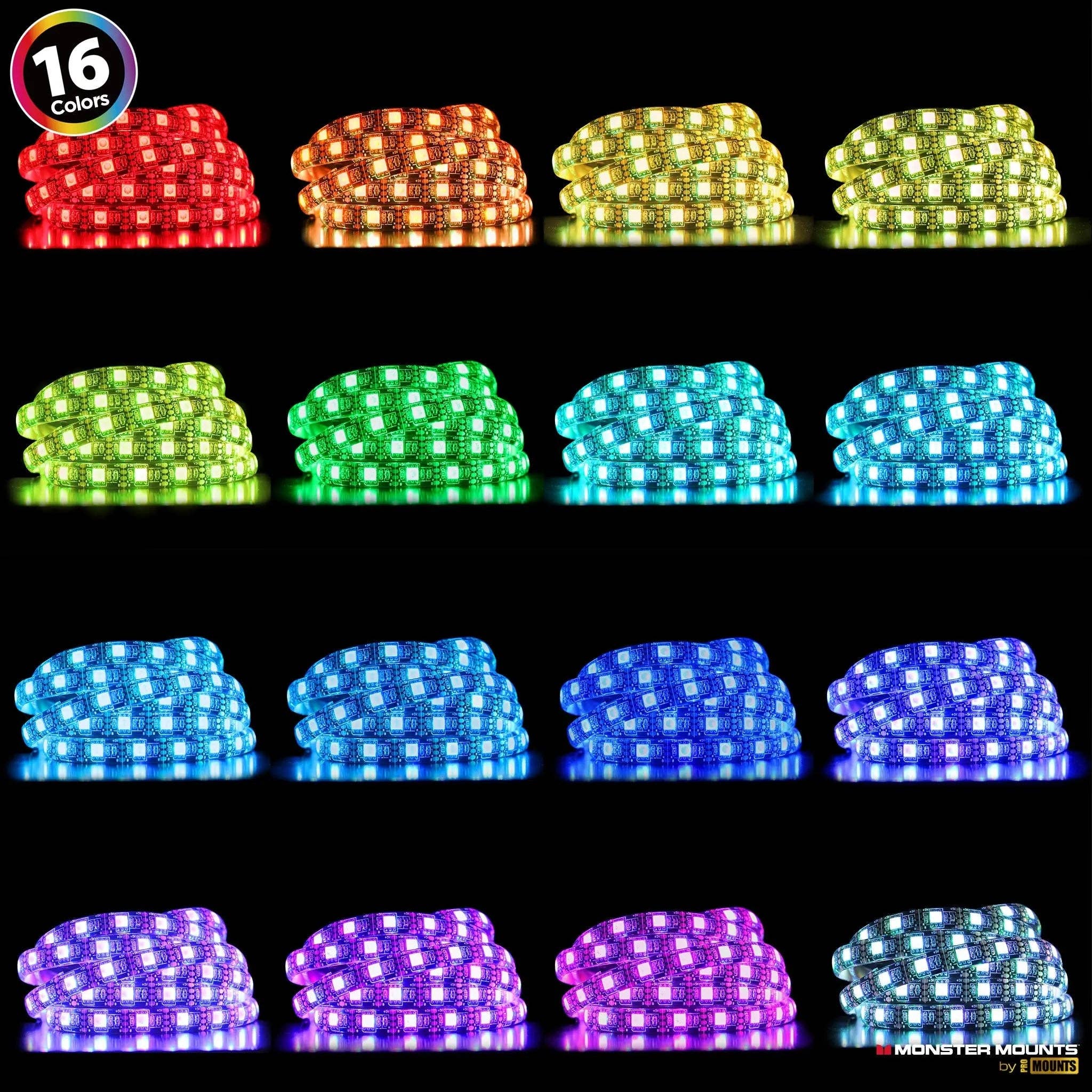 Promounts - Venta al por mayor Bombilla/disco de luz - Kit de luz LED para TV con 4 tiras y 16 colores con control remoto (OTB04) de ONE Products3