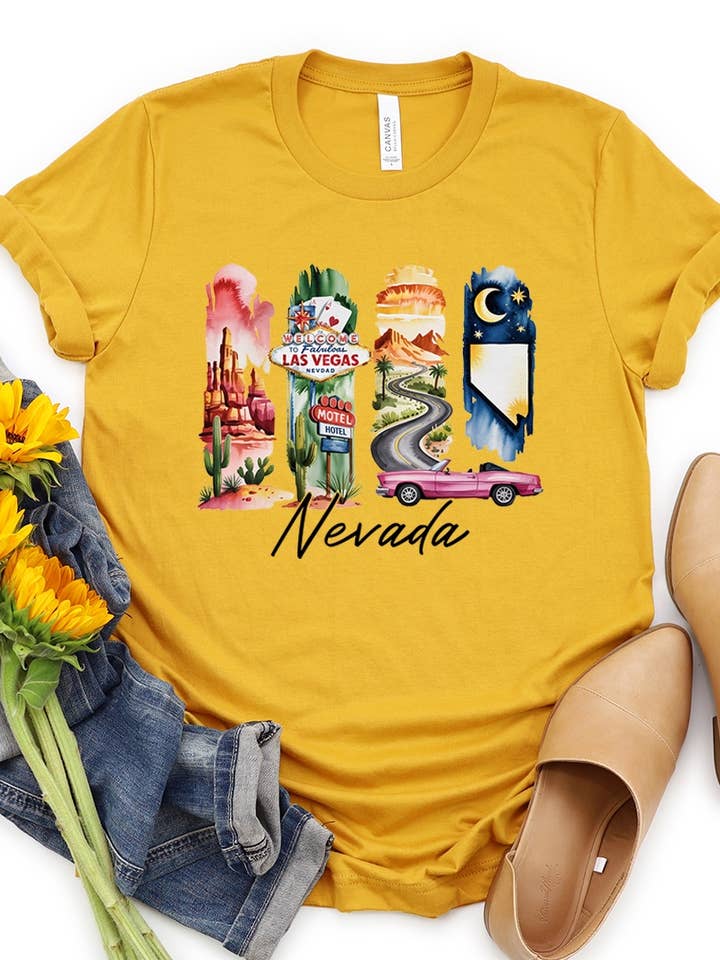 Nevada State Brushstroke Graphic Plus Tee for wholesale by COLORBEAR